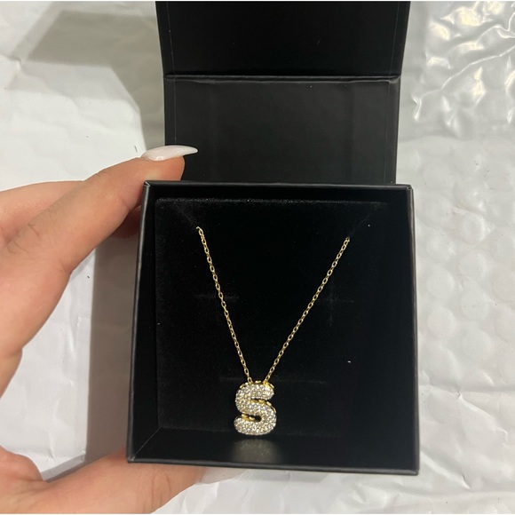 The Pave Bubble Letter Pendant Necklace - Picture 1 of 4